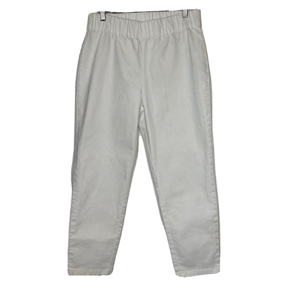 Soft Surroundings Jeans White Med Pull On Denim Pant Straight Leg Classic Resort